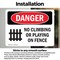 Signmission No Climbing Or Playing On Fence, 5 in W x Rectangle, Vinyl Decal OS-2PACK-DS-D-35-L-2092 - alternate 2
